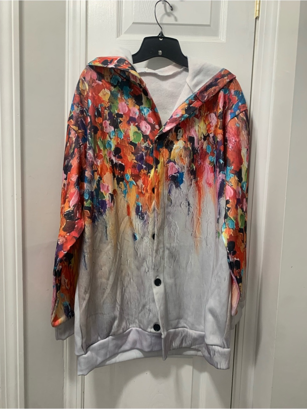 Women's Multicolor Painted-Print Hooded Jacket
